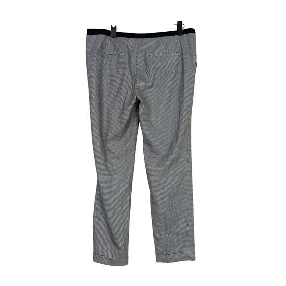 Zara Gingham Straight Leg Crop Slim Pant Ankle Fold Detail Pocket M Black White - Picture 16 of 16